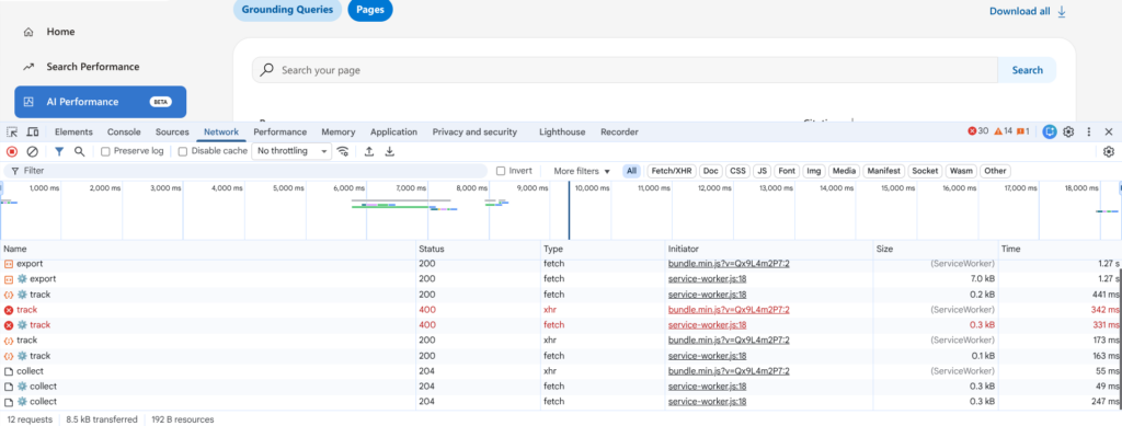 Make sure there is an export entry in the Network tab after downloading the data