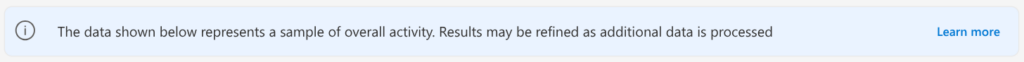 The data shown below represents a sample of overall activity. Results may be refined as additional data is processed.